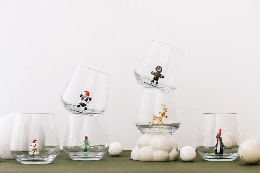 Christmas Themed Drinking Glass - 6 Styles