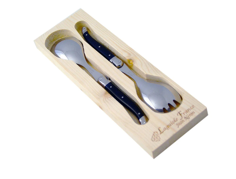 LAGUIOLE BLACK SALAD SERVING SET IN WOOD BOX