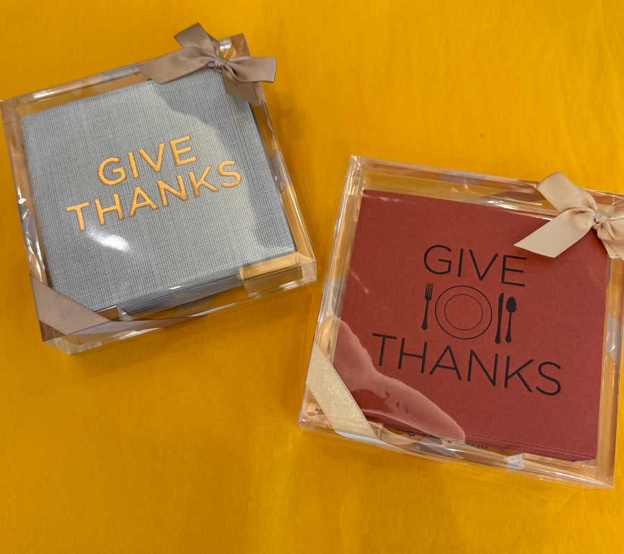 Lined Design Acrylic Napkin Holder With Thanksgiving Napkins