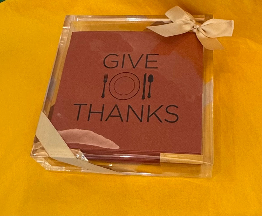 Lined Design Acrylic Napkin Holder With Thanksgiving Napkins