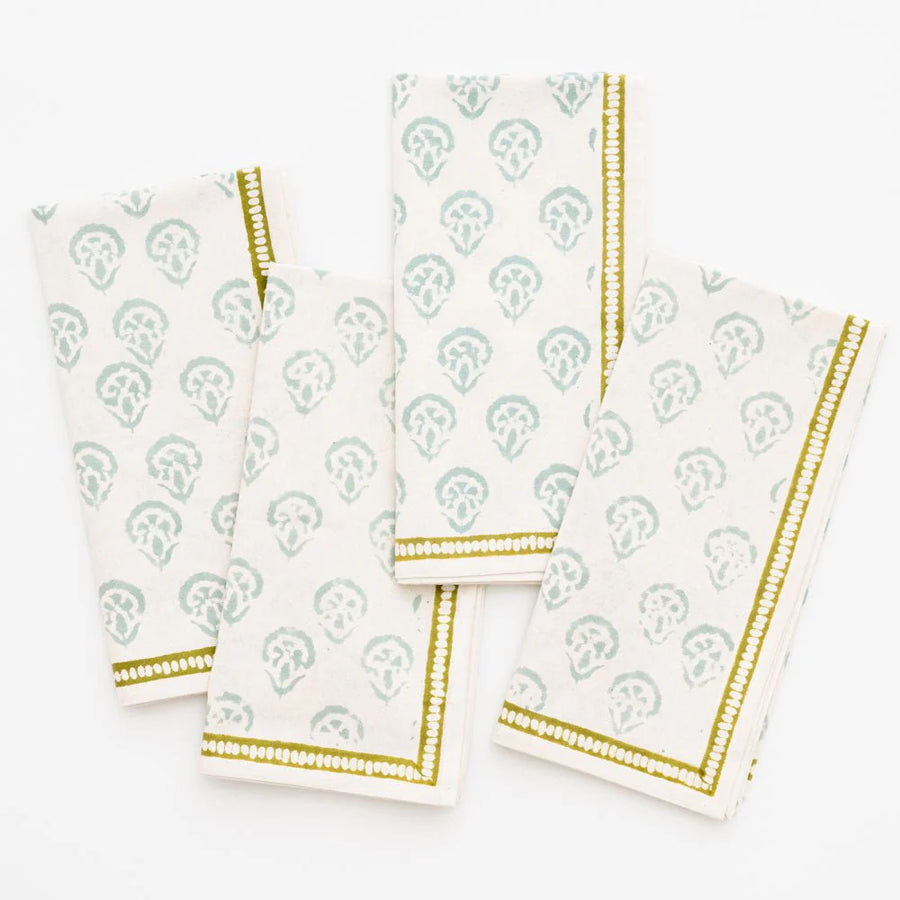 Pomegranate x India Hicks Carnation Seafoam Napkin Set/4