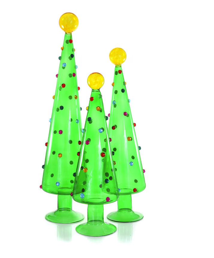 Glass Decorated Dotted Trees S/3