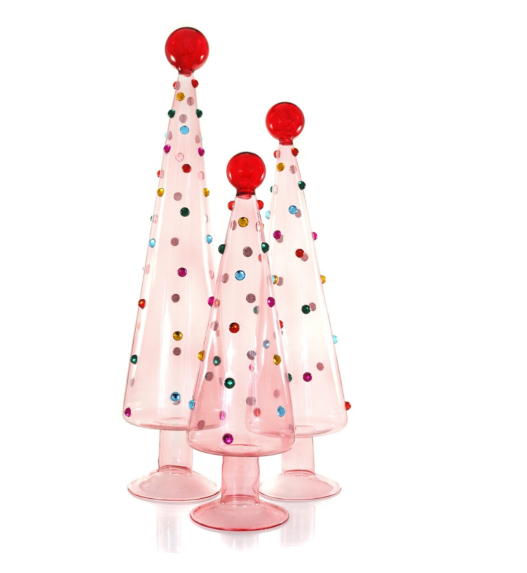 Glass Decorated Dotted Trees S/3