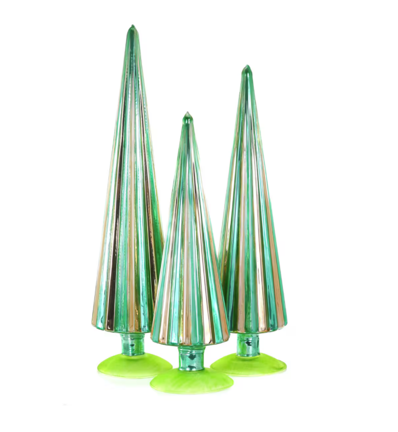 Glass Pleated Tree Set of 3