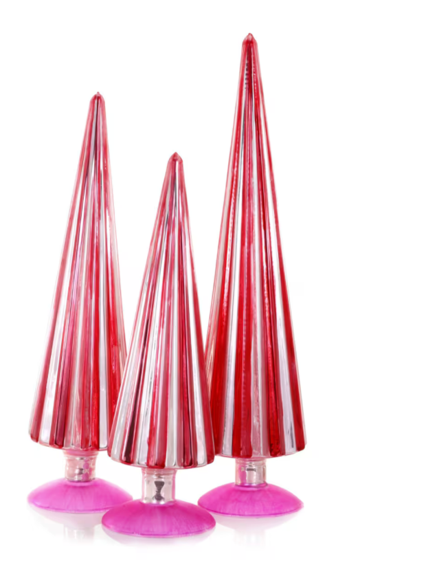 Glass Pleated Tree Set of 3