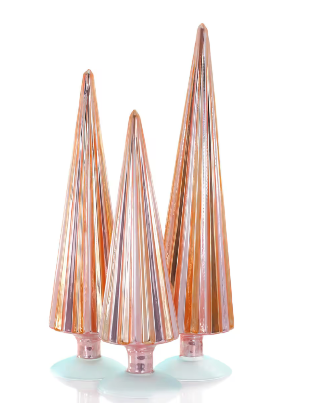 Glass Pleated Tree Set of 3