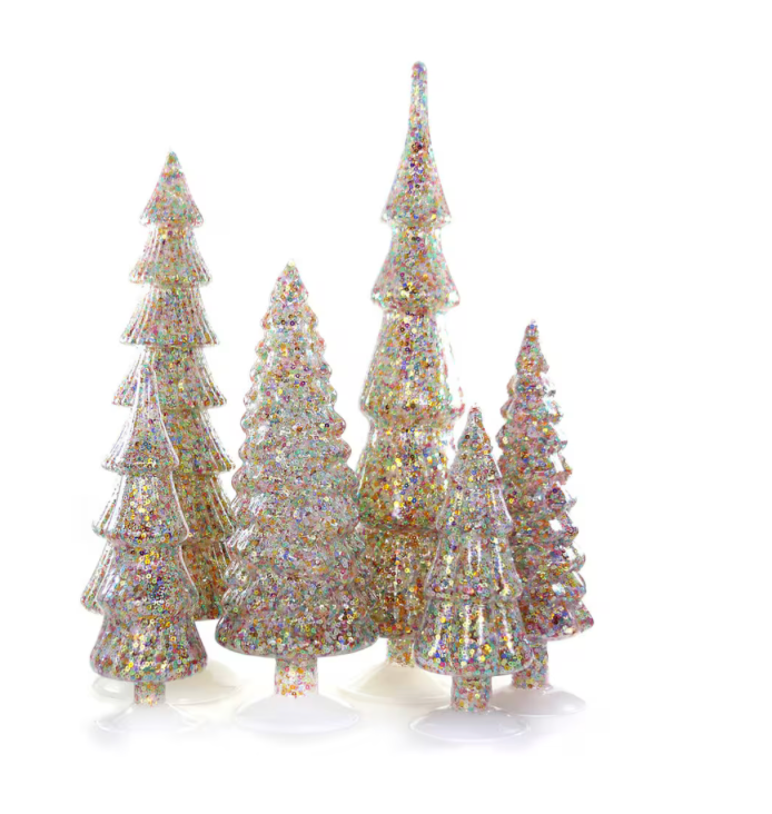 Glass Confetti Trees S/6