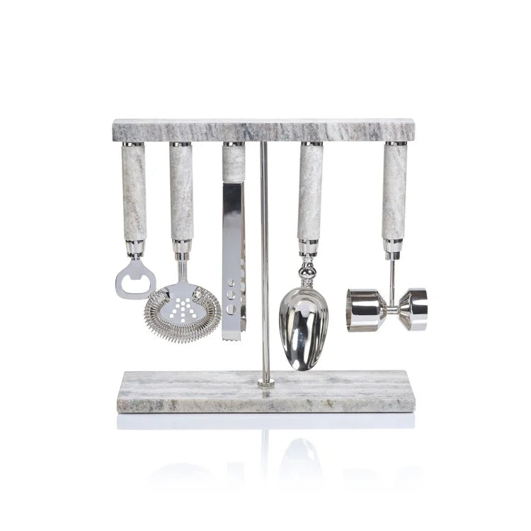 Zodax 5 Piece Bar Set Marble