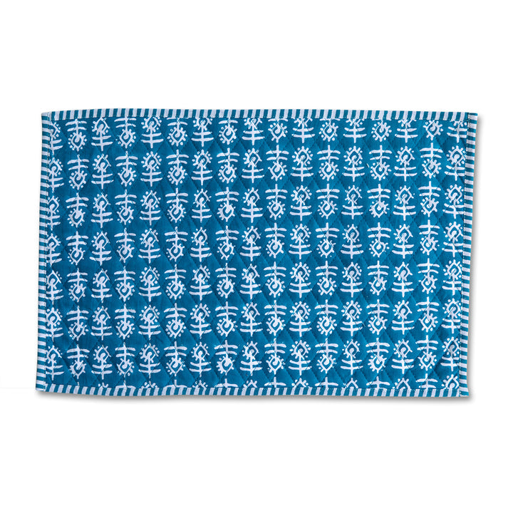 Flower Quilted Placemat - Blue